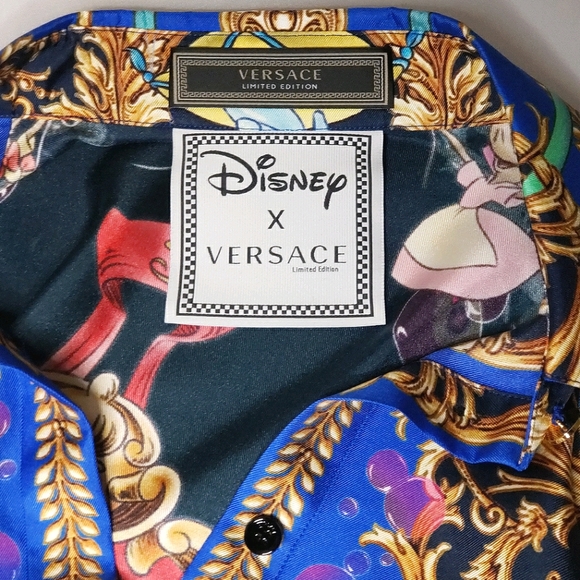 Button Down Shirt Versace X Disney Cinderella Silk Authentic Limited Edition - Picture 11 of 16